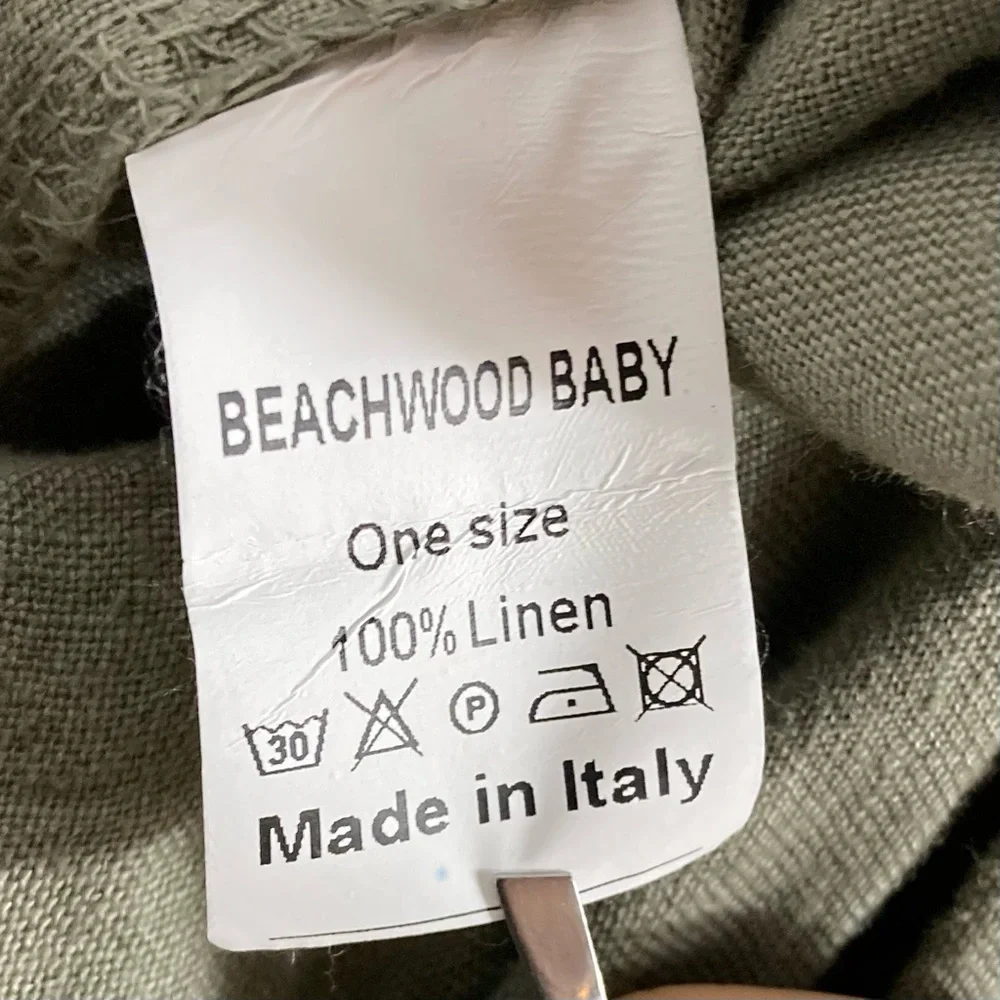 nwot BEACHWOOD BABY Jumpsuit One-Size Linen ITALY Olive Oversized Wide RuchStrap - Picture 5 of 11